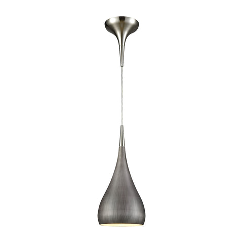 Lindsey 1 Light Pendant In Satin Nickel With Weathered Zinc Shade