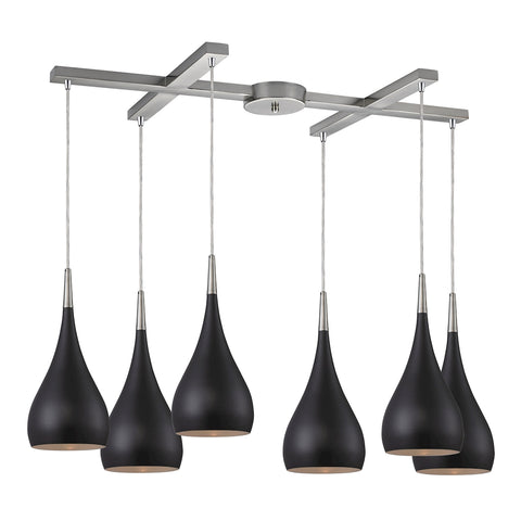 Lindsey 6 LED Light Pendant In Oiled Bronze And Satin Nickel