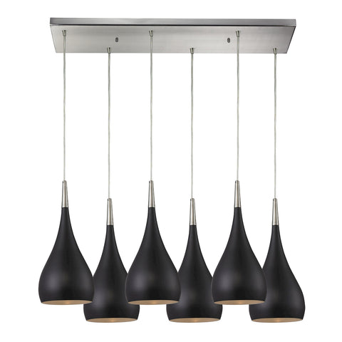 Lindsey 6 LED Light Pendant In Oiled Bronze And Satin Nickel