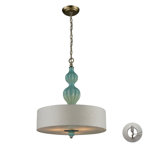 Lilliana 3 Light Pendant In Seafoam And Aged Silver - Includes Recessed Lighting Kit