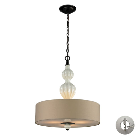 Lilliana 3 Light Pendant In Cream And Aged Bronze - Includes Recessed Lighting Kit