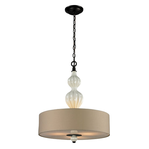 Lilliana 3 Light Pendant In Aged Bronze And Cream Ceramic