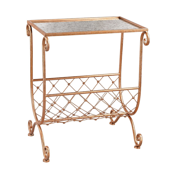 Copper Side Table With Magazine Rack