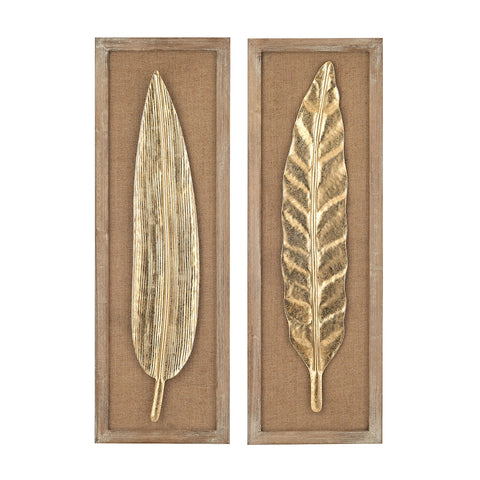 Metallic Leaves on Linen