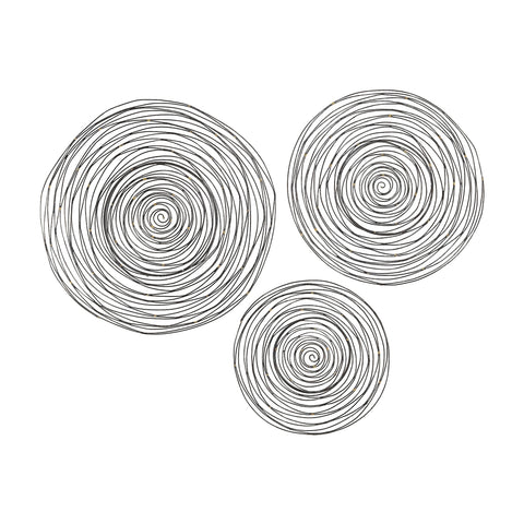 Triskele Gunmetal Grey with Gold 16-24 Inch Set of 3 Raw Iron Spiral Wall Decor