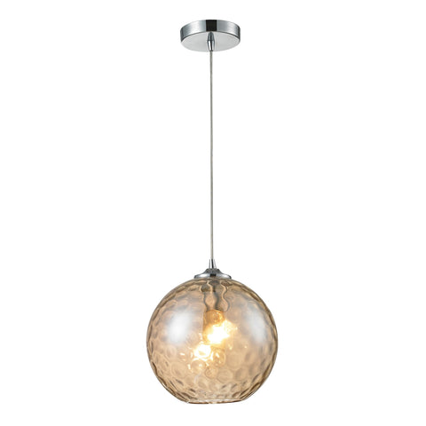Watersphere 1 Light Pendant In Polished Chrome And Champagne Glass