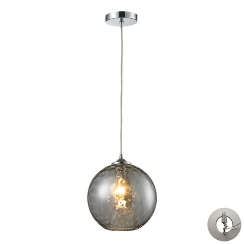 Watersphere 1 Light Pendant In Polished Chrome And Smoke Glass - Includes Recessed Lighting Kit