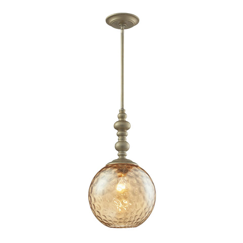 Watersphere 1 Light Pendant In Aged Silver And Champagne Glass