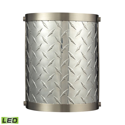 Diamond Plate 1 Light LED Sconce In Brushed Nickel