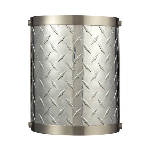 Diamond Plate 1 Light Sconce In Brushed Nickel