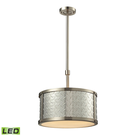Diamond Plate 3 Light LED Pendant In Brushed Nickel