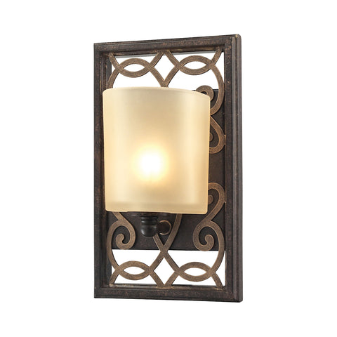 Santa Monica 1 Light Vanity In Weatbered Bronze With Gold Highlights