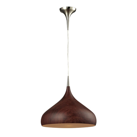 Lindsey 1 Light Pendant In Dark Walnut Satin Nickel