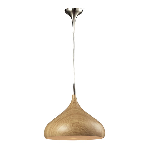 Lindsey 1 Light Pendant In Medium Oak And Satin Nickel