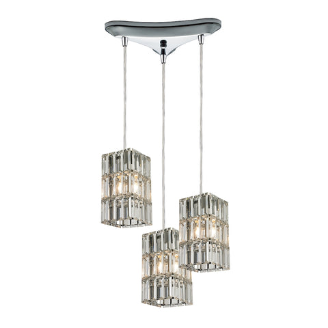 Cynthia 3 Light Pendant In Polished Chrome And Clear K9 Crystal