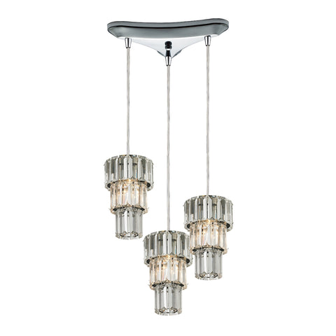 Cynthia 3 Light Pendant In Polished Chrome And Clear K9 Crystal
