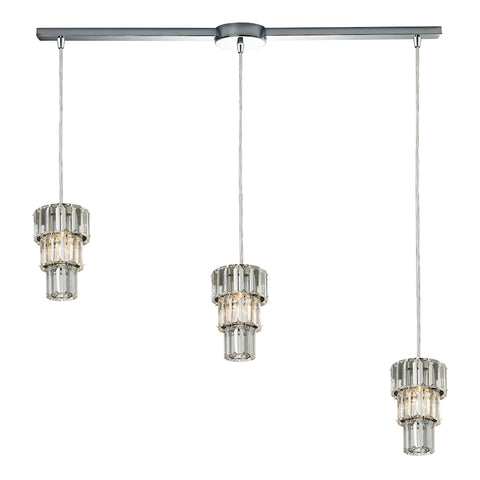 Cynthia 3 Light Pendant In Polished Chrome And Clear K9 Crystal