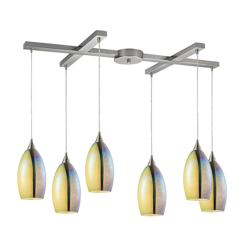 Horizon 6 Light Pendant In Satin Nickel