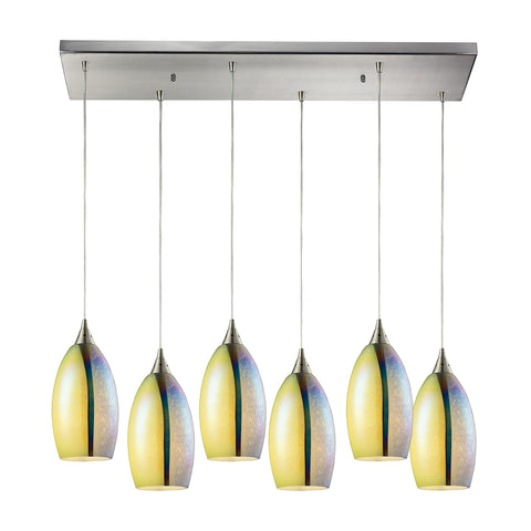 Horizon 6 Light Pendant In Satin Nickel