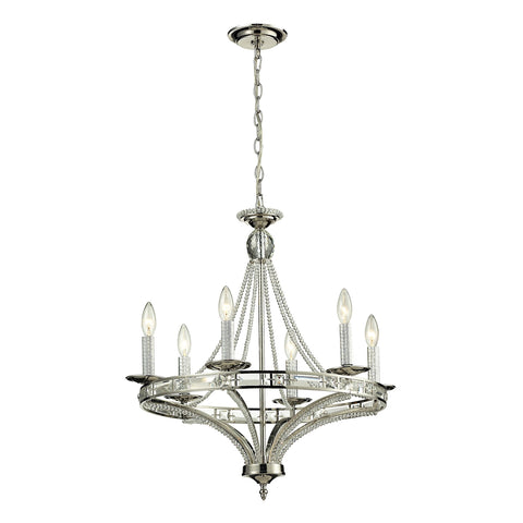 Aubree 6 Light Chandelier In Polished Nickel