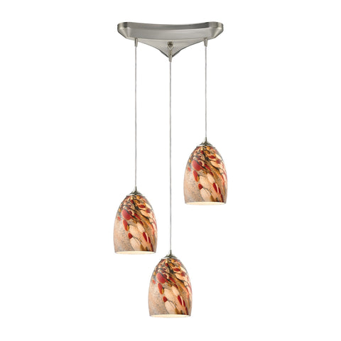 Garden Breeze 3 Light Pendant In Satin Nickel