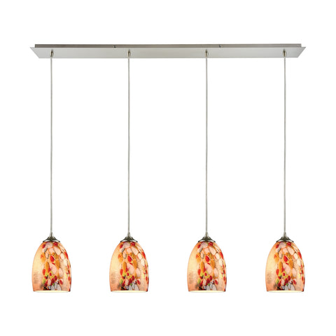 Garden Breeze 4 Light Linear Pendant In Satin Nickel