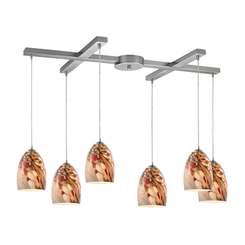 Garden Breeze 6 Light Pendant In Satin Nickel