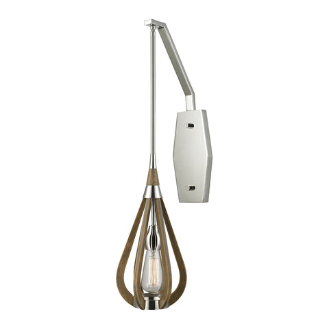 Janette 1 Light Pendant In Polished Nickel And Chestnut
