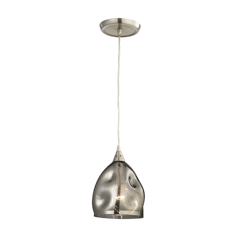 Niche 1 Light Pendant In Satin Nickel And Black Chrome Glass
