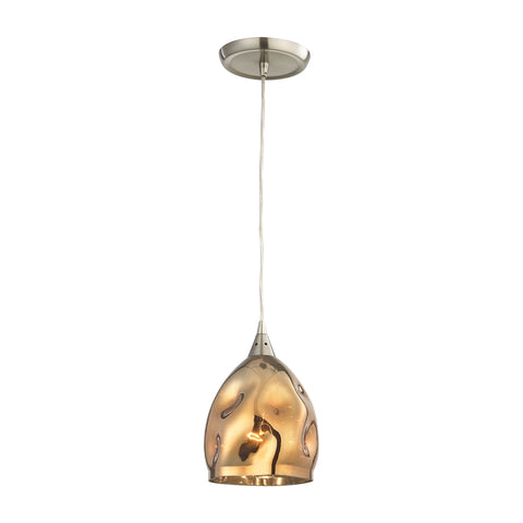 Niche 1 Light Pendant In Satin Nickel And Polished Gold Glass