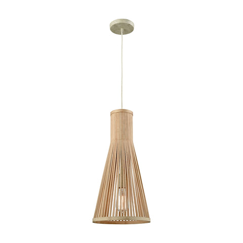 Pleasant Fields 1 Light Pendant With Russet Beige Hardware And Natural Wicker Shade - Includes Recessed Lighting Kit