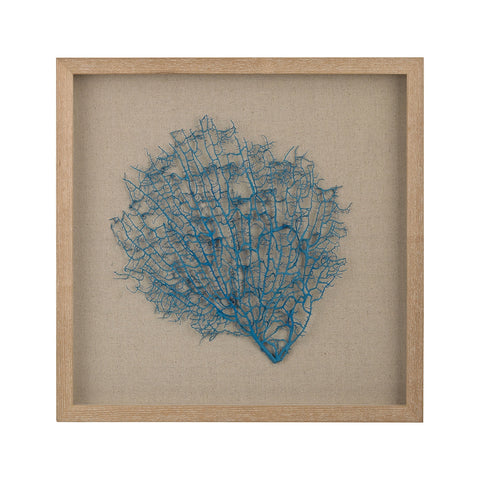 Turquoise Sea Fan On Natural Linen