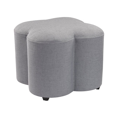 Grey Linen Quatrefoil Stool