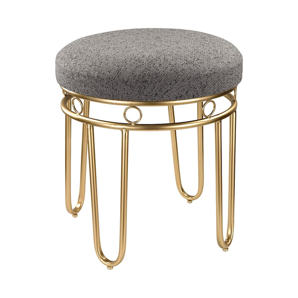 Grey Linen Stool With Gold Legs