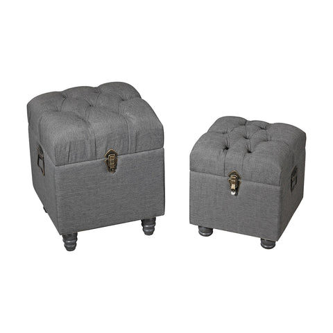 Grey Linen Storage Benches