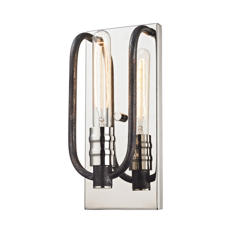 Continuum 1 Light Wall Sconce In Silvered Graphite With Polished Nickel Accents