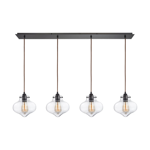 Kelsey 4 Light Pendant In Oil Rubbed Bronze And Clear Glass