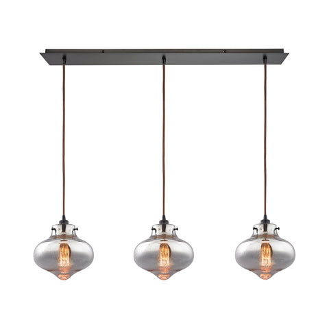 Kelsey 3 Light Pendant In Oil Rubbed Bronze And Mercury Glass