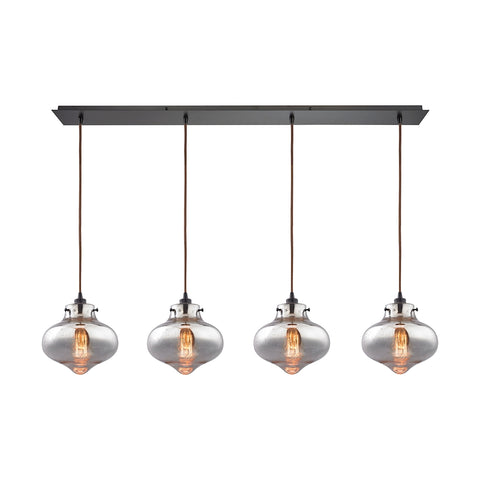 Kelsey 4 Light Pendant In Oil Rubbed Bronze And Mercury Glass