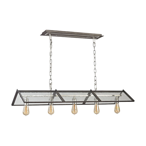 Ridgeview 5 Light Chandelier In Weathered Zinc With Polished Nickel Accents