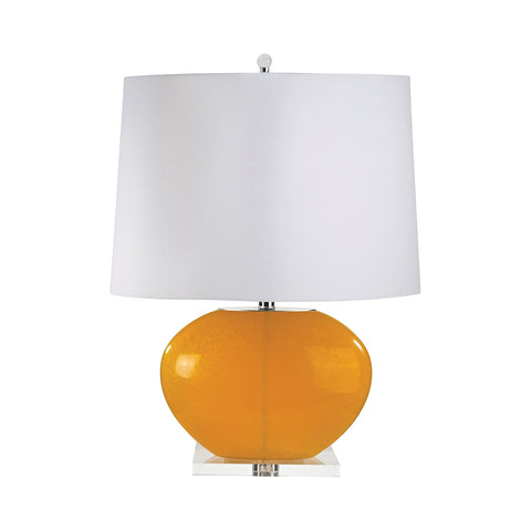 Blown Glass Oval Table Lamp In Orange - Set of 2