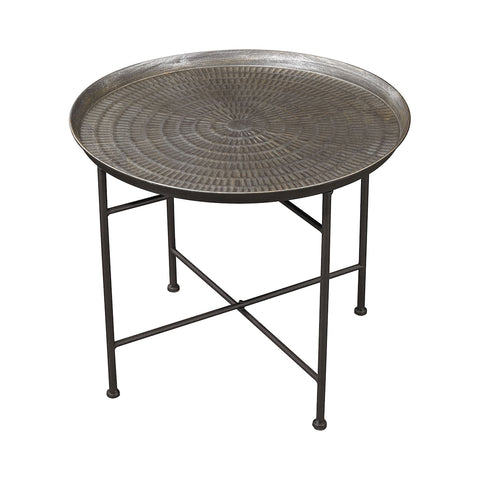 Embossed Pewter Accent Table