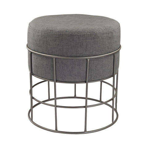 Pewter And Grey Linen Stool