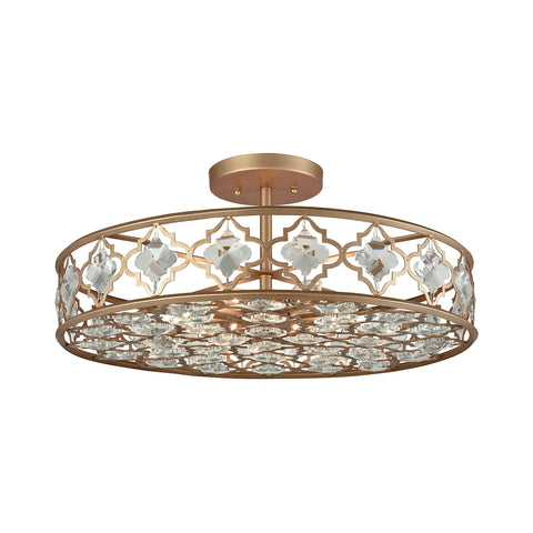 Armand 8 Light Semi Flush In Matte Gold With Clear Crystal