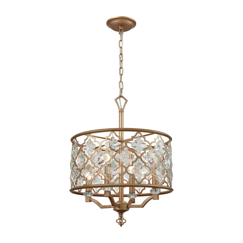 Armand 4 Light Chandelier In Matte Gold With Clear Crystal