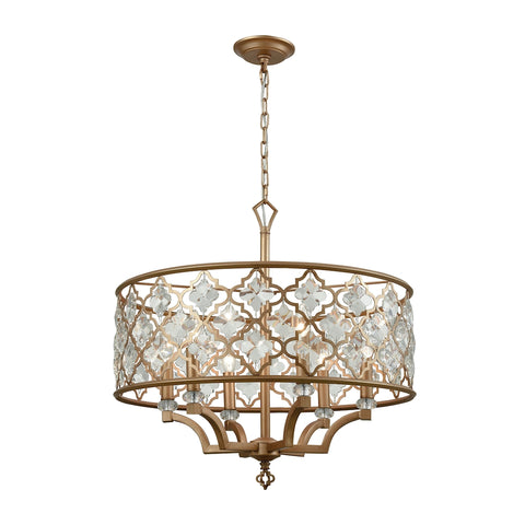 Armand 6 Light Chandelier In Matte Gold With Clear Crystal