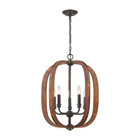 Wood Arches 5 Light Chandelier In Oil Rubbed Bronze