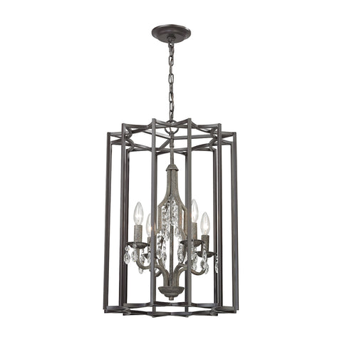 Belgique 4 Light Chandelier In Oil Rubbed Bronze And Malted Rust