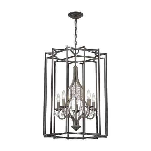 Belgique 5 Light Chandelier In Oil Rubbed Bronze And Malted Rust