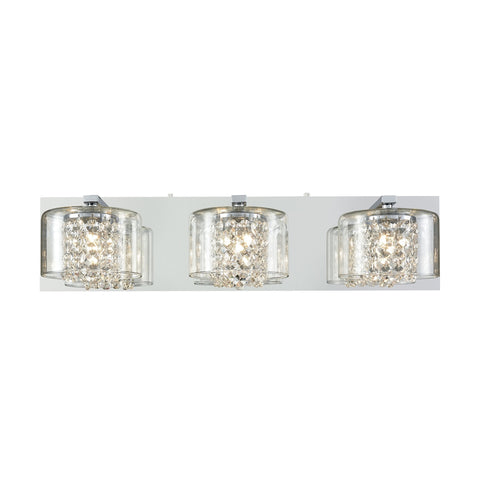 Springvale 3 Light Vanity In Polished Chrome With Clear Crystal And Glass
